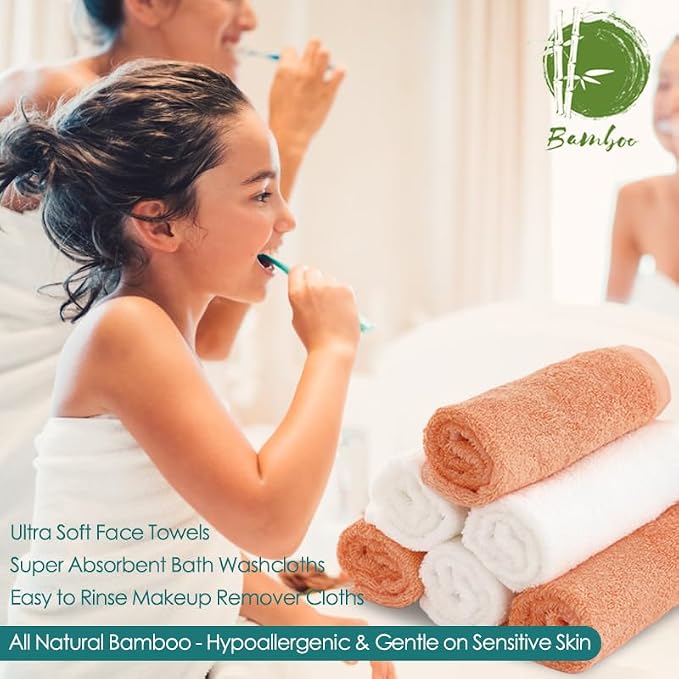 Wash Cloths 12 Pack, 13x13 inch Extra Large White Face Towel on Sensitive Skin - Image 4