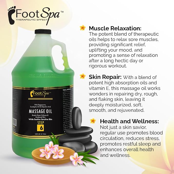 Foot SPA - Massage Oil, Eucalyptus Extract, 128 Oz - Professional Full Body - Image 5