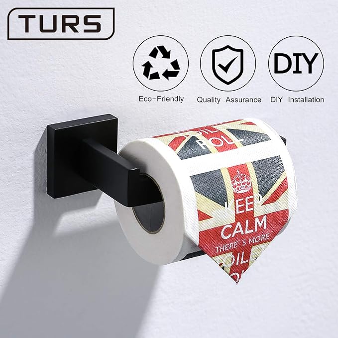 TURS 4 Pieces Bathroom Hardware Accessories Set Matte Black 16 Inch Towel Bar - Image 4