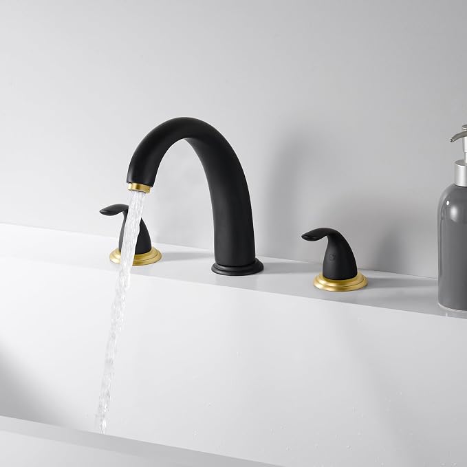 SUMERAIN Roman Tub Faucet Black and Gold Widespread 2 Handle Bathtub Faucet - Image 3