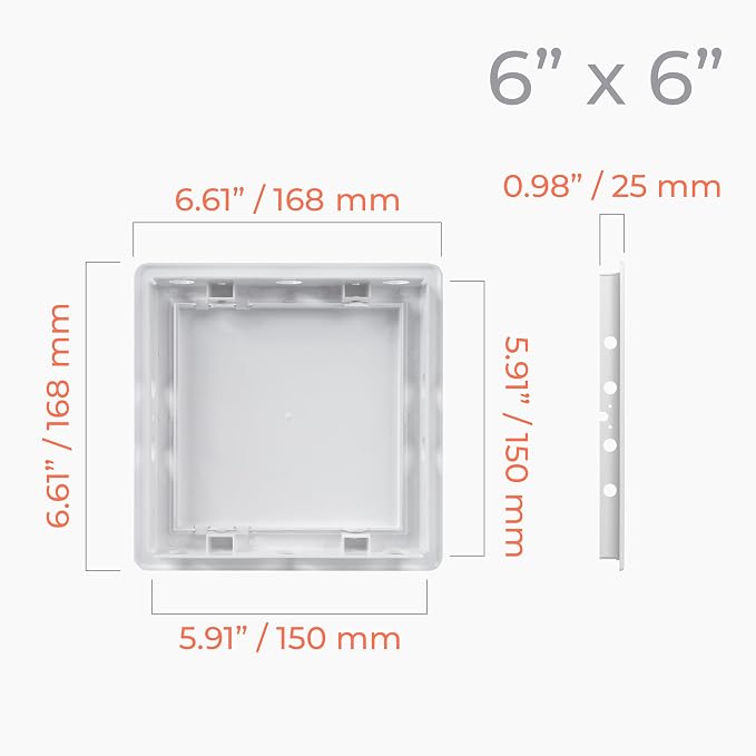 6 x 6 Inch White Square ABS Plastic Plumbing Access Panel - Image 2