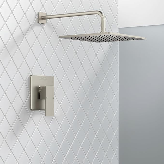 Lava Odoro 12-inch Modern Square Shower Faucet Set Brushed Nickel, Shower Trim - Image 2
