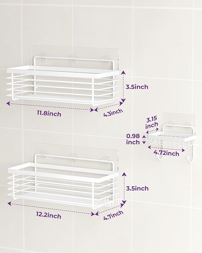 ODesign Shower Caddy 3 Pack SUS304 Stainless Steel-No Drilling-Shower Bathroom - Image 7