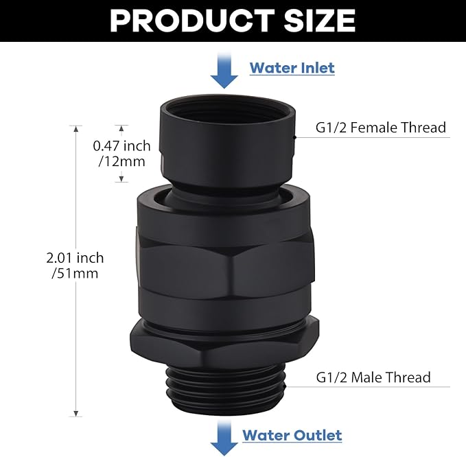 Shower Head Swivel Ball Adapter, Shower Connector Ball Joint, Solid Brass - Image 3