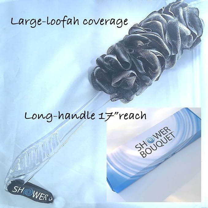 SHOWER BOUQUET Loofah-Charcoal Back-Scrubber & Bath-Sponge Set // 1 - Image 4