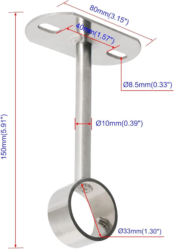 4Pcs ID32mm, Clothes Rail mounting Bracket, Shower Curtain Closet tie Rod - Image 2