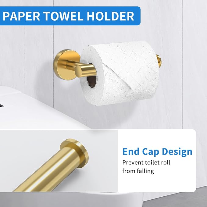 Brushed Gold Bathroom Accessories, Bathroom Hardware Set, SUS304 Stainless - Image 5