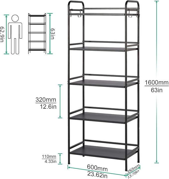HDANI Storage Shelves, 5-Tier Metal Storage Rack - Image 3