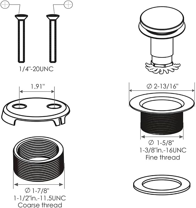 Brushed Nickel Bathtub Drain Stopper and Overflow Kit, Solid Brass Tip-Toe Bath - Image 6