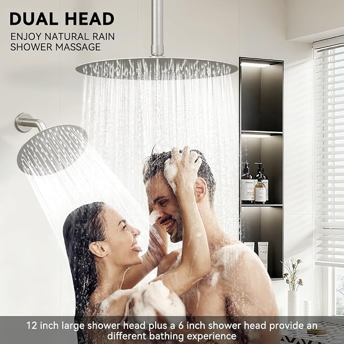 Shower Systems Shower Faucet Sets STARBATH 3 Way 12+6" Round Dual Rainfall - Image 3