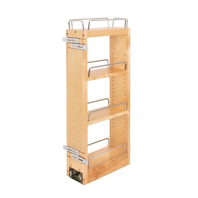 Rev-A-Shelf 5" Pullout Kitchen Cabinet Storage Organizer w/Soft-Close, Wood by Rev-A-Shelf