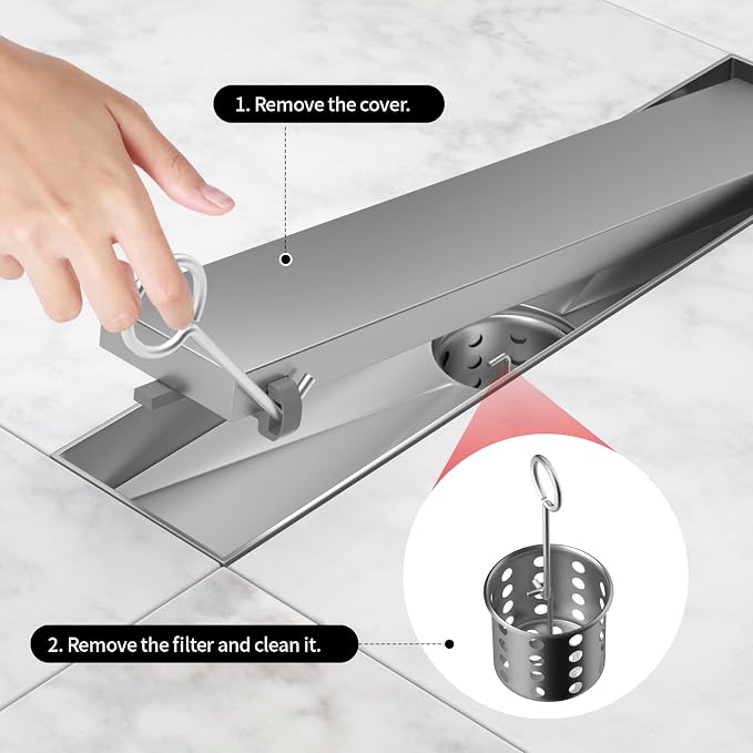 Linear Shower Drain, 304 Stainless Steel - Image 6