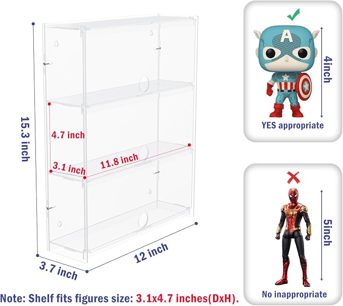 Choowin 3 Layer Wall Shelf Clear Acrylic Display Case - Image 2