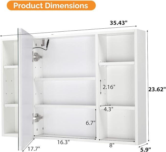 VINGLI 36Inch Medicine Cabinet - Image 2