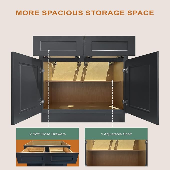 Kitchen Base Cabinet, Sideboard Cabinet, Kitchen Storage Island, 2 Drawers - Image 5