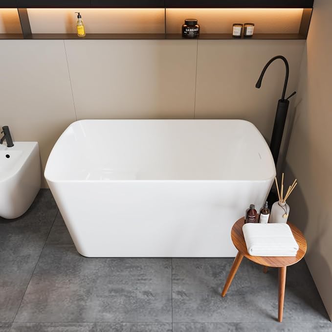 49" Free Standing Tub, Acrylic Soaking Bathtub, Stand Alone Freestanding Tub - Image 5