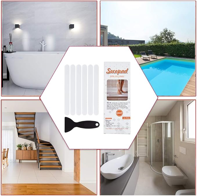 Original Anti Slip Shower Stickers, Safety Bathtub Strips Adhesive Decals - Image 6