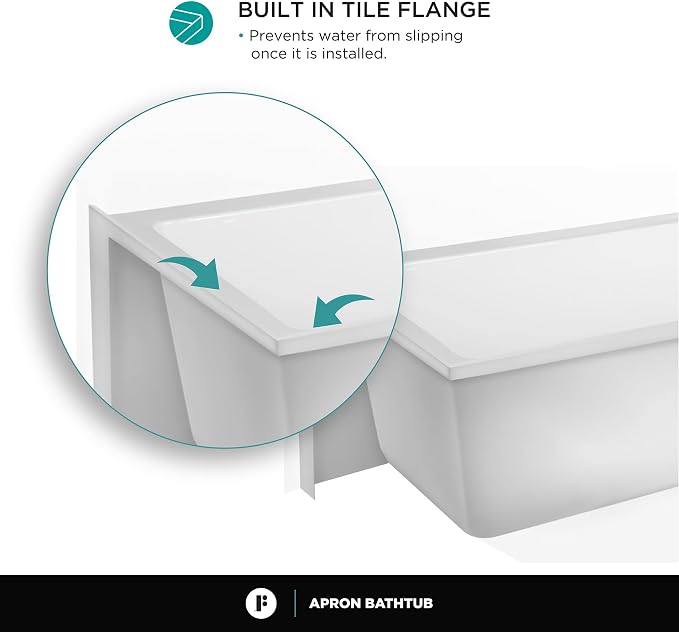 Fine Fixtures Acrylic, Fiberglass Alcove Soaking Bathtub - Image 8