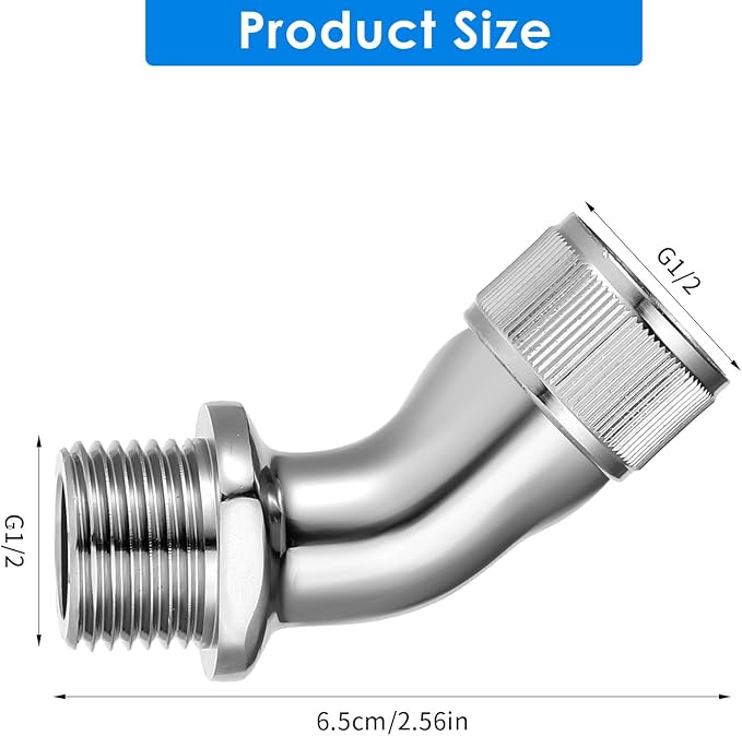 Shower Elbow Adapter for Shower Head, All Metal Handheld Showers Head Elbow - Image 2