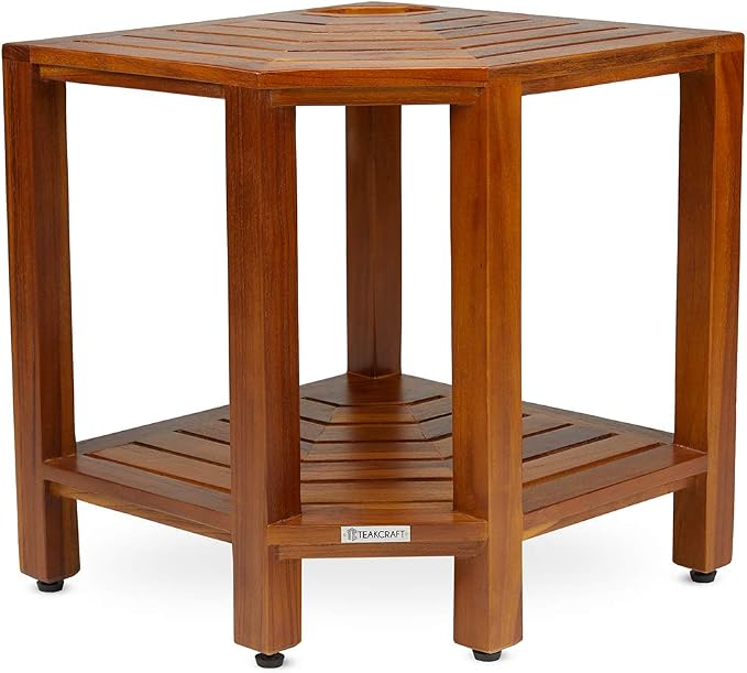 TeakCraft Teak Corner Shower Bench - Image 5