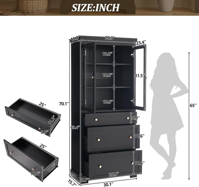 70.1" Tall Bathroom Cabinet - Image 2