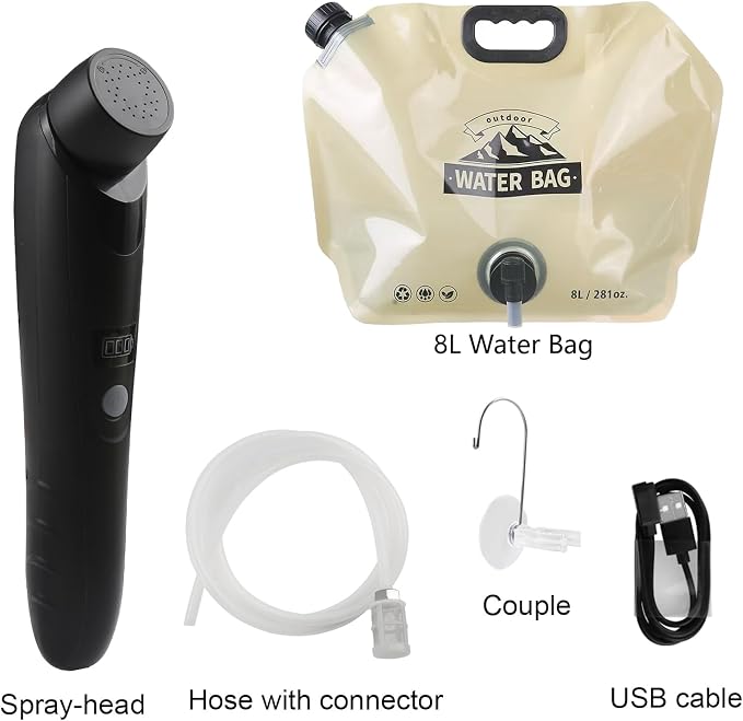 Portable Outdoor Shower, Handheld Electric Shower+8L Water Bag, IPX6 Waterproof - Image 6
