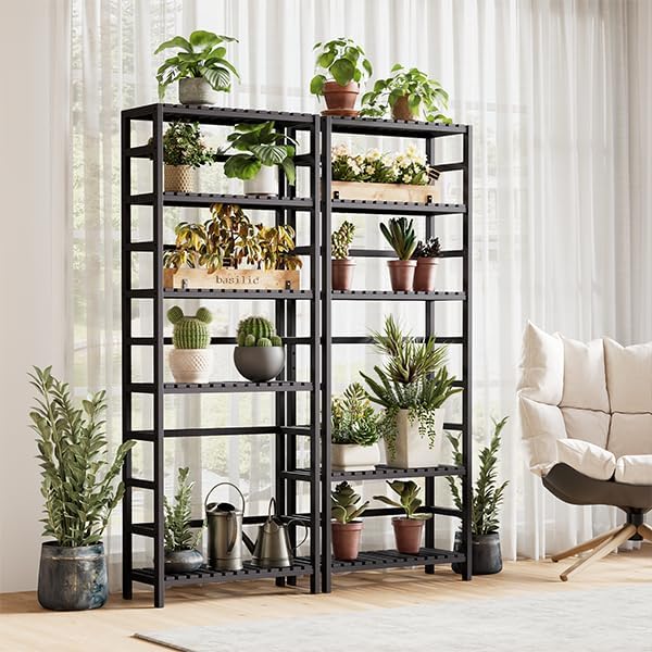 Bamjoy Bamboo Shelf, 6-Tier Bookshelf Adjustable Storage Shelves, Tall Shelving - Image 9