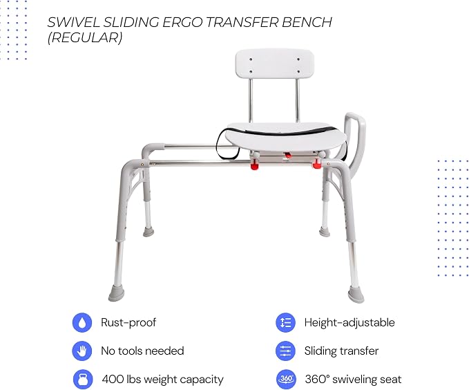 Eagle Health Supplies Sliding Shower Chair Tub Transfer Bench - Image 10