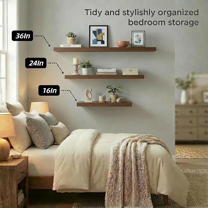 SAUMONIERES Floating Shelves Wall Shelf Solid Wood - Image 5