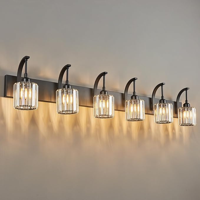 6-Light Crystal Vanity Light, 51.18" Long Over Mirror Lighting by FDPBY