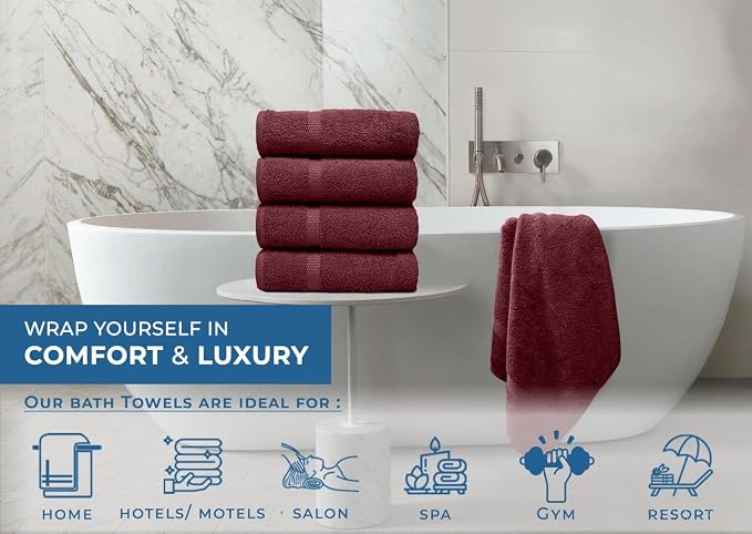 DAN RIVER Bath Towels Set of 4, 27 x 54 Inches, 100% Cotton, Larger & Lighter - Image 5