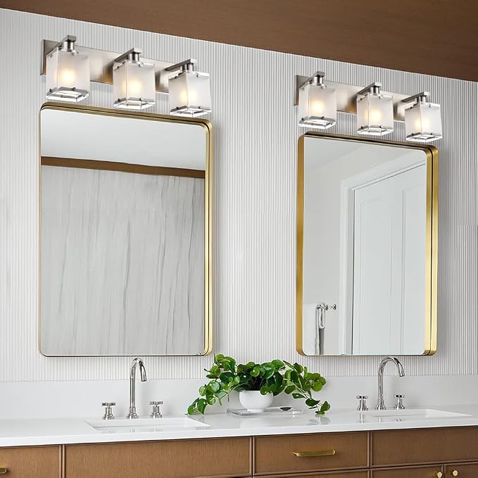 Modern 3-Lights Brushed Nickel Vanity Lights, Bathroom Light Fixture Over - Image 5