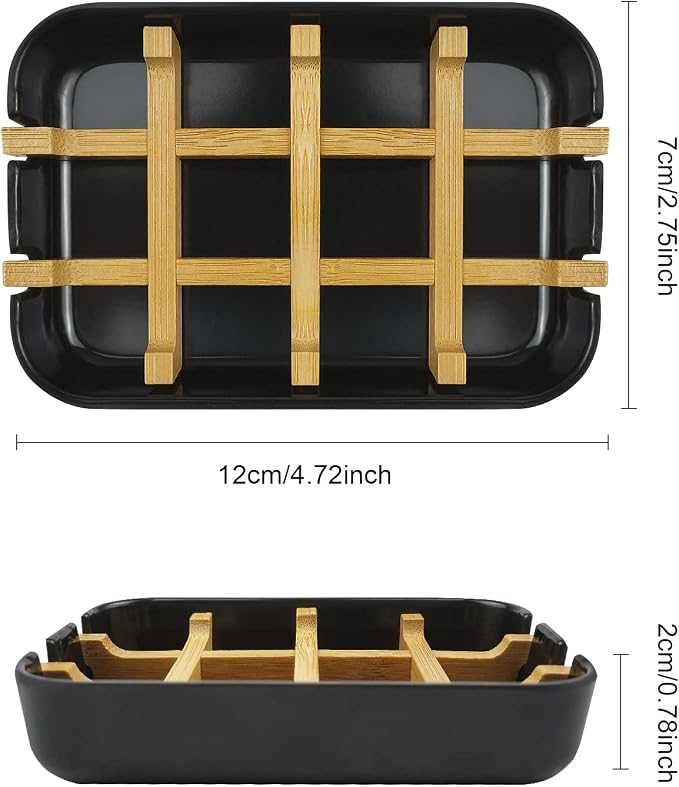 2 Pack Bamboo Soap Dish, Self-Draining Soap Box, Wooden Bamboo Bar Soap Holder - Image 5