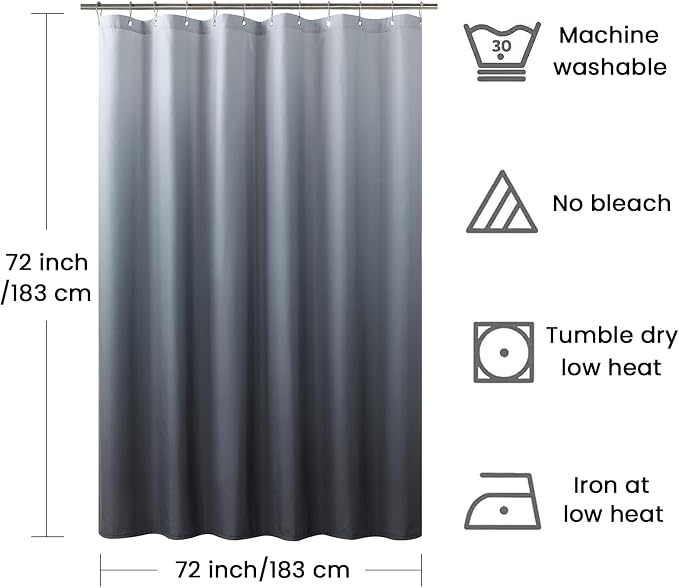 Grey Shower Curtain, Modern Waterproof Bathroom Curtains - Image 6