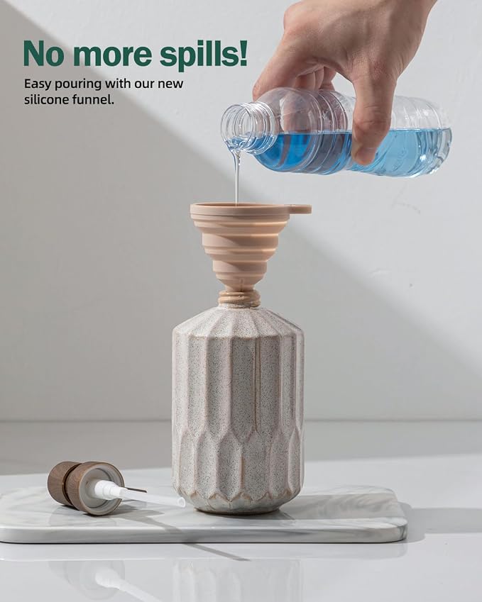 Fun Elements Bathroom Soap Dispenser Set, 16 OZ Ceramic Hand Soap Dispenser - Image 3