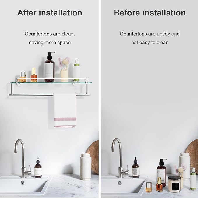 20-Inch Floating Tempered Glass Bathroom Shelf - Image 6