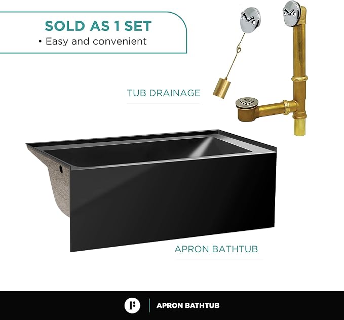 Fine Fixtures Acrylic, Fiberglass Alcove Soaking Bathtub - Image 2