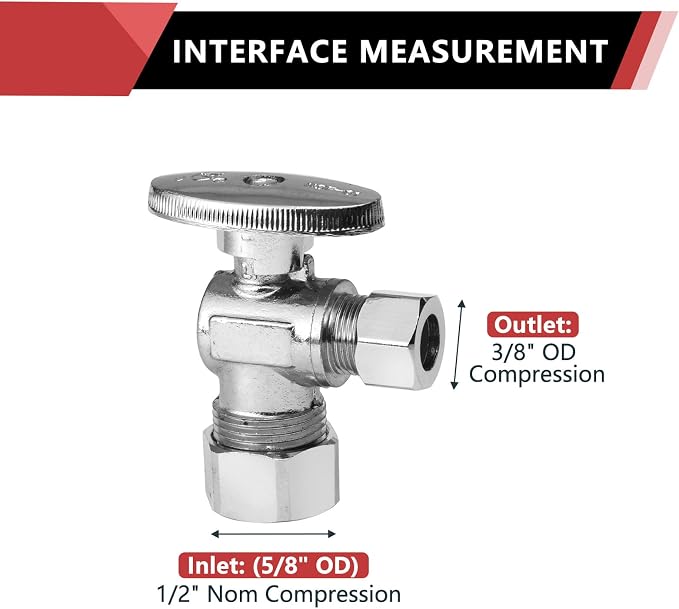 50-Pack EFIELD Angle Stop Valve 1/2" Nominal Compression x 3/8" OD - Image 2