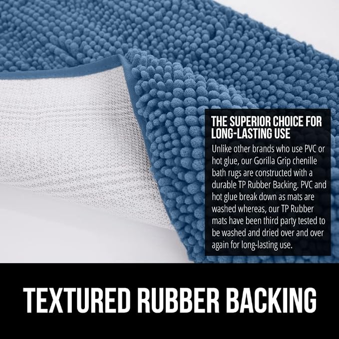 GORILLA GRIP Bath Rug Mat 30x20, Thick Soft Absorbent Chenille, Quick Dry - Image 5