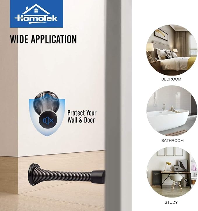 HOMOTEK 50 Pack Oil Rubbed Bronze Spring Door Stops, 3-1/8” Heavy Duty Door Stop - Image 3