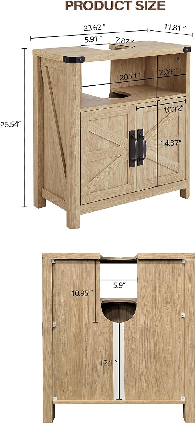 Bathroom Floor Cabinet, Adjustable Shelf, Barn Doors, Farmhouse Bathroom - Image 2