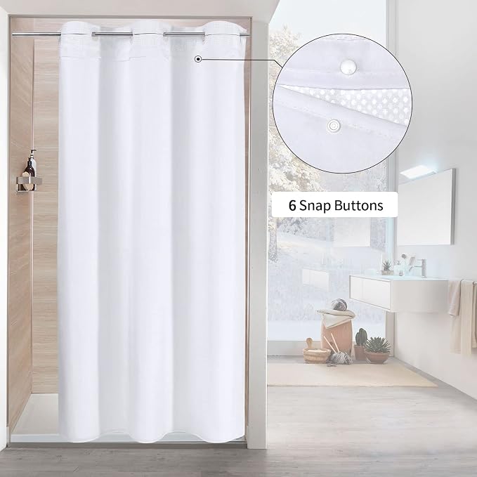 MitoVilla White Waffle Small Stall Shower Curtain Liner Set 36 x 74, No Hooks - Image 2