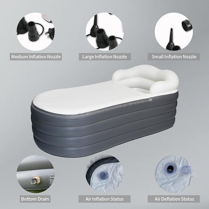 B&Y Inflatable Soaking Bathtub for Adult, Designed - Image 3