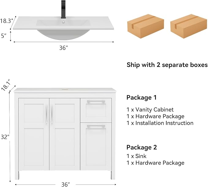 YOURLITE 36" Bathroom Vanity - Image 3