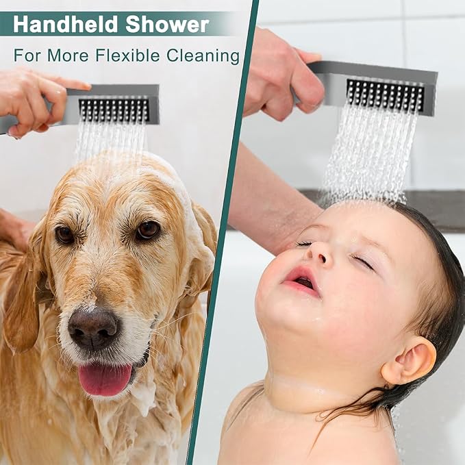 Rain Shower System Brushed Nickel, STARBATH 12+6" Dual Shower Head - Image 4