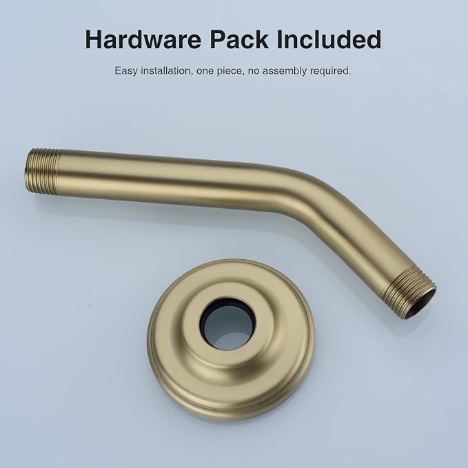 6 Inch Brushed Gold Angled Shower Arm - Image 7