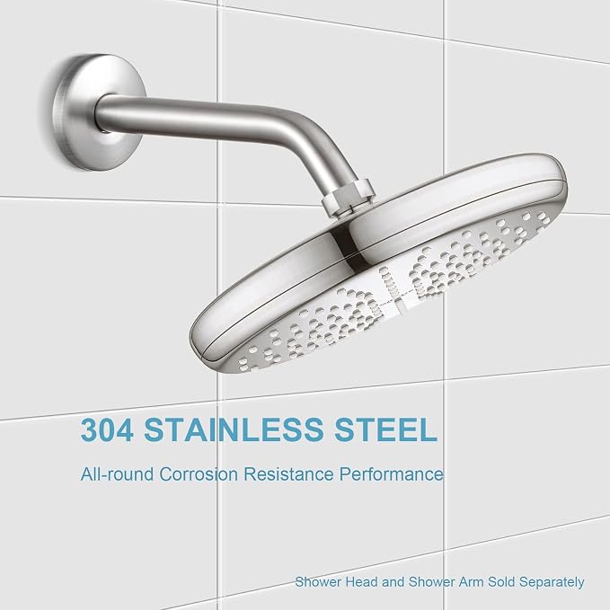 OFFO Shower Arm with Flange, 10 in Brushed Nickel Wall Mount Replacement Angle - Image 3