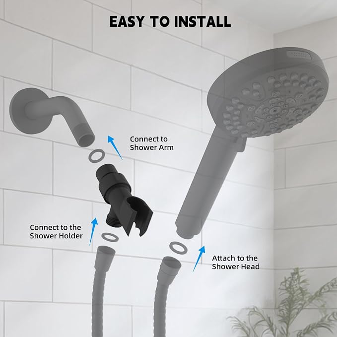 Hibbent Universal All Metal Handheld Shower Head Holder, Adjustable Solid Brass - Image 7