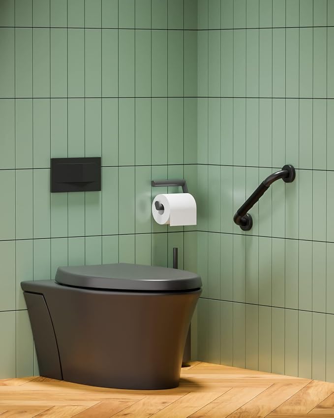12 Inch Black Shower Grab Bar w/Anti Slip Rubber Grip, Munzong 2 Pack Stainless - Image 6
