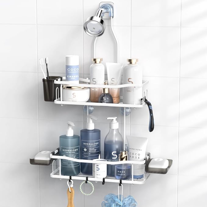 Hanging Shower Caddy Bathroom Organizer: Rustproof Shower Shelf Racks Over by Aitatty